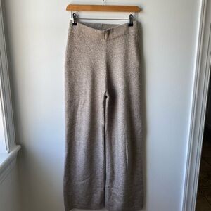 Cozy Tan Knit Wide-Leg Pants